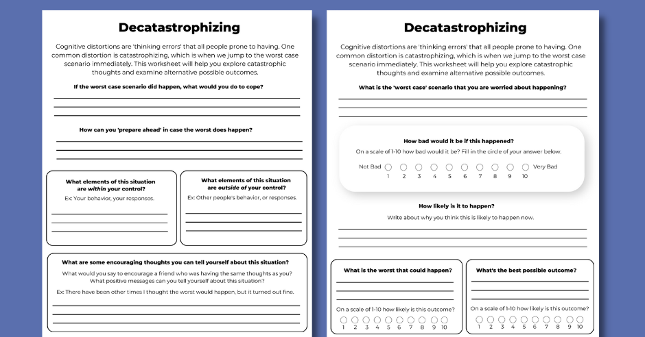 Decatastrophizing Worksheet | Mentally Fit Pro