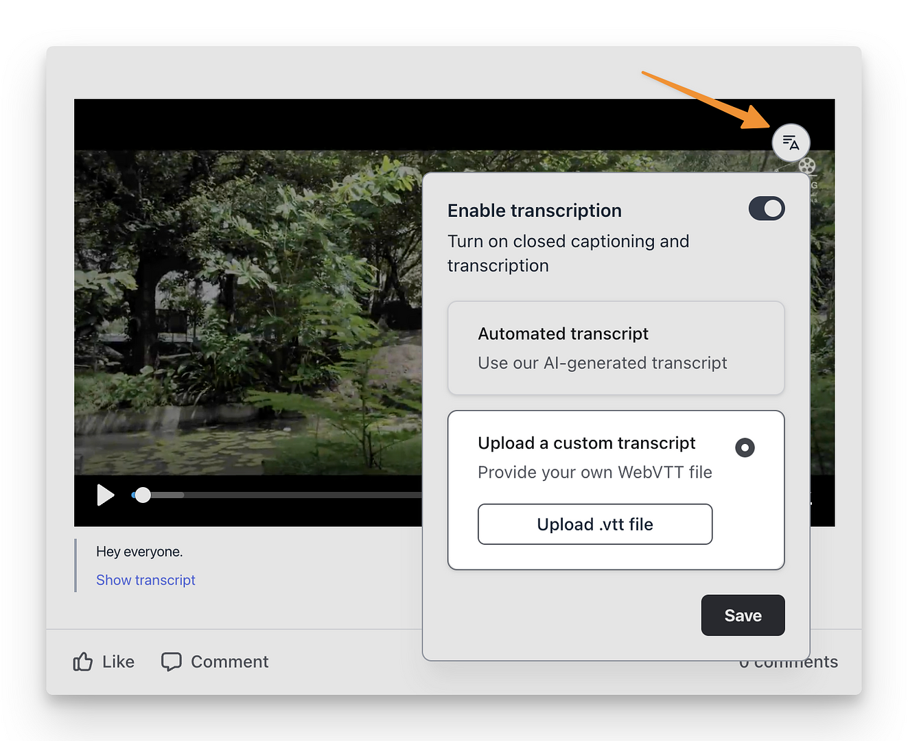 Automatically generate transcription and closed captions Circle