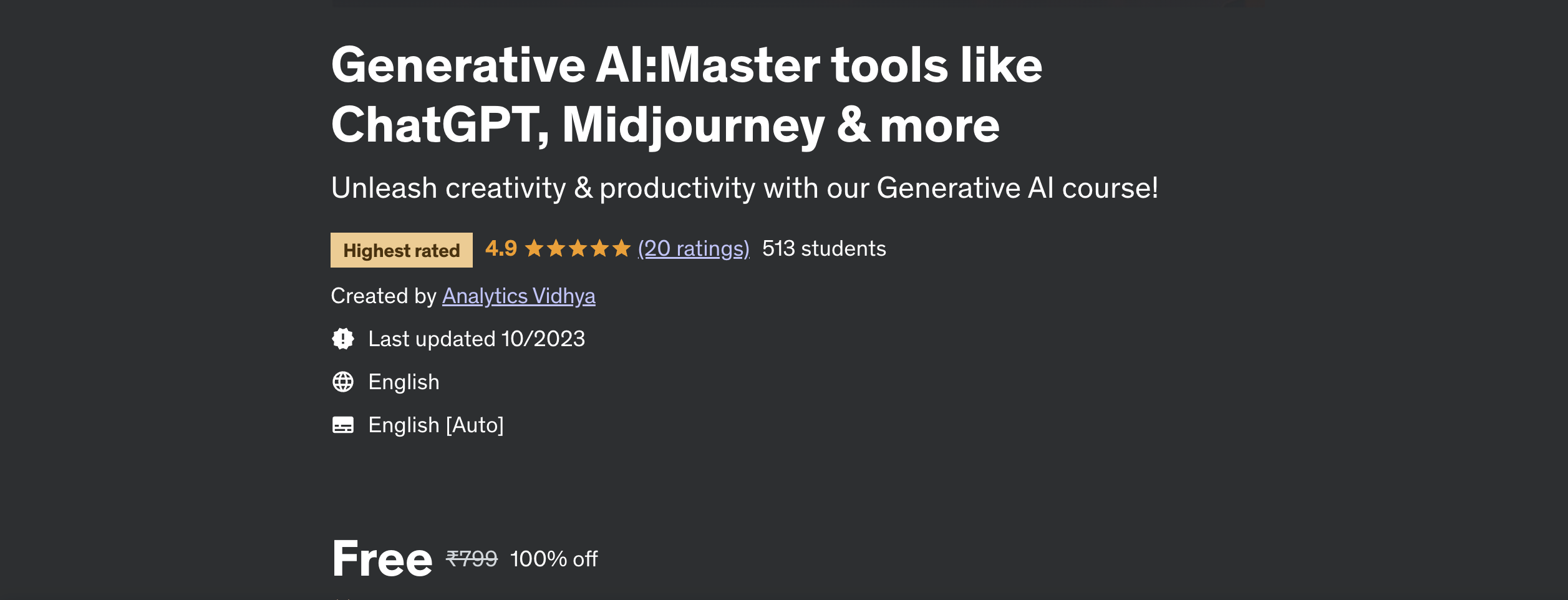 udemy free courses on generative ai